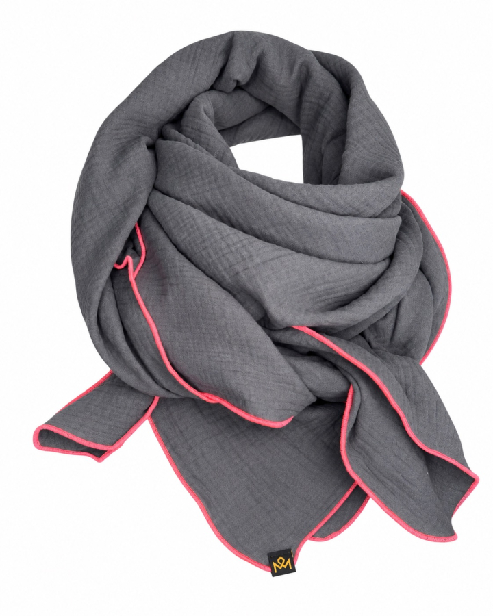 Musselin-Schal Damen Anthrazit 140 × 140 cm von OBERMUTTI